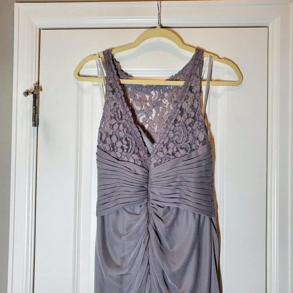 David's Bridal Grey Lace Bridesmaid Dress Size 6 - Picture 7 of 12